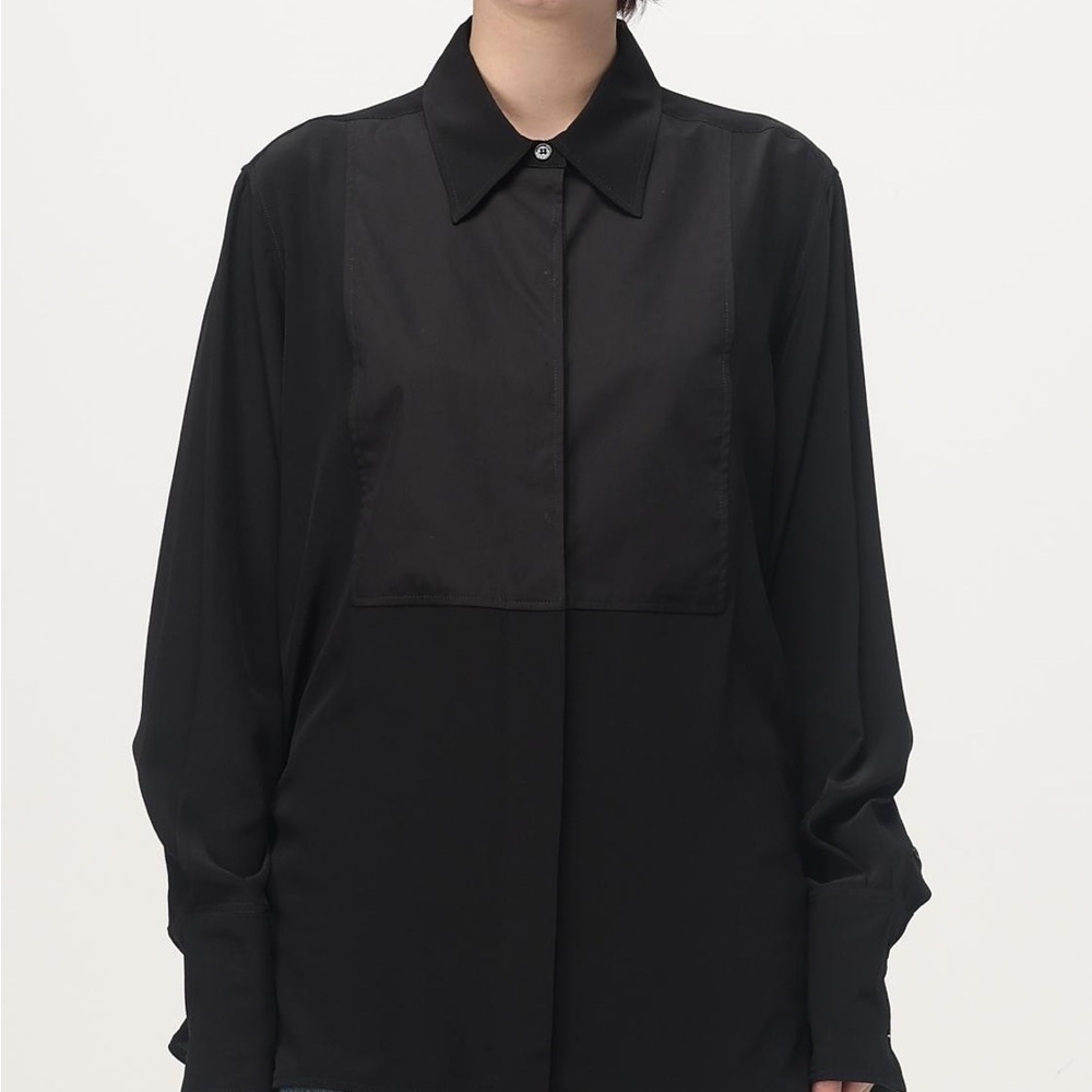 Victoria Beckham Contrast Bib Shirt in Black Size 2 NWOT
